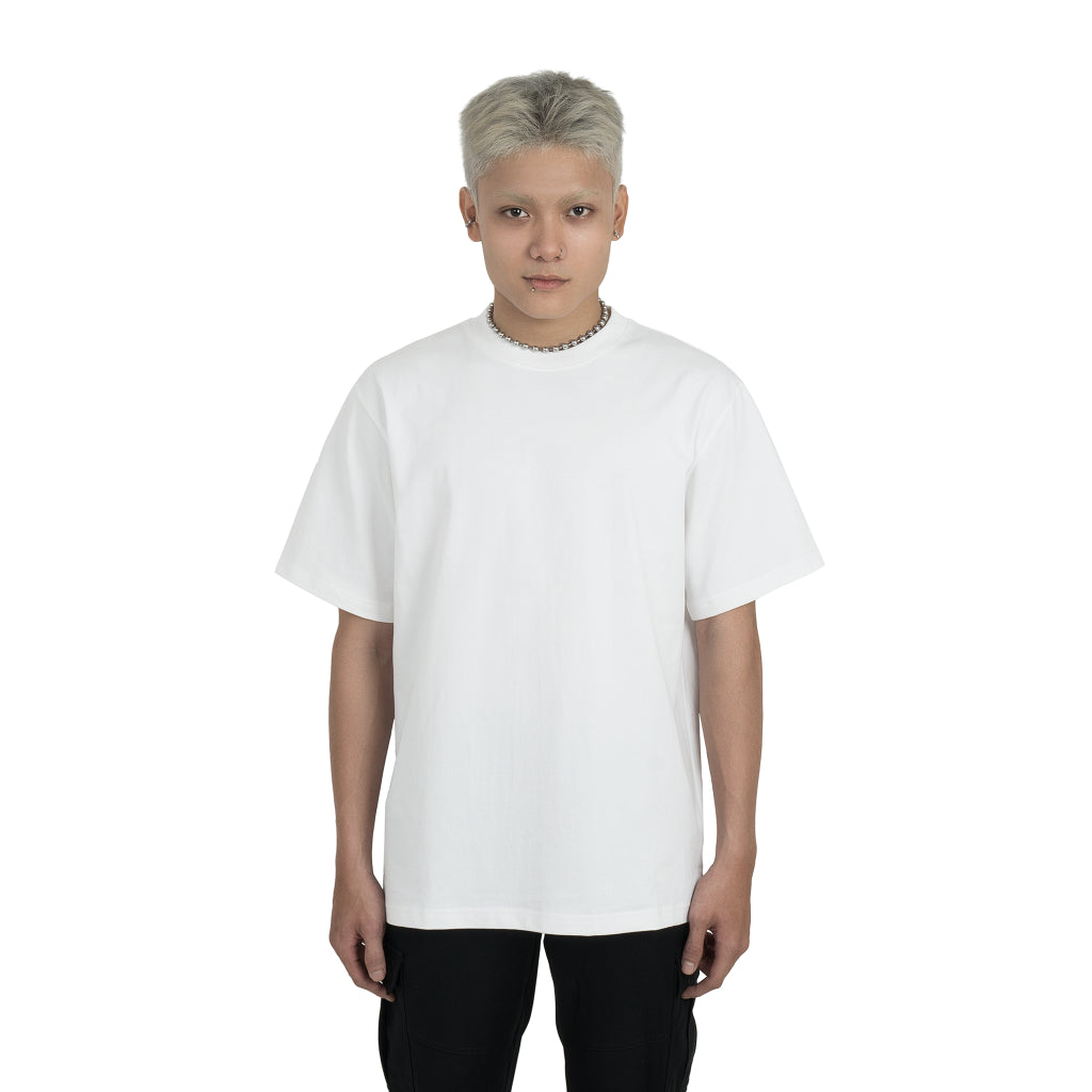 Grimm DC Áo thun trơn Fresh tee // White cổ tròn cotton 2 chiều